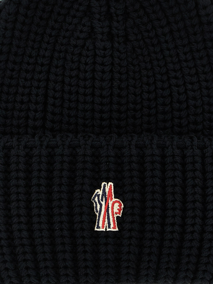 Moncler Grenoble Logo Patch Beanie Hats - Black | 70838523380e388d417a5224c1579eef8a879b46