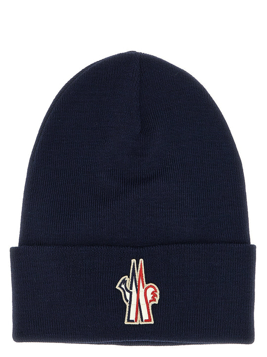 Logo Patch Beanie Hats Blue
