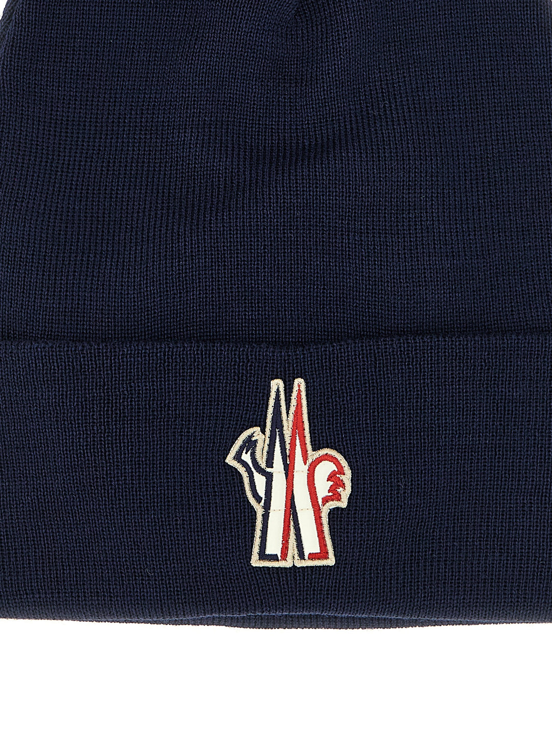 Moncler Grenoble Logo Patch Beanie Hats - Blue | 23a02e328d26a4bc670bef297aff78ee60b909bc