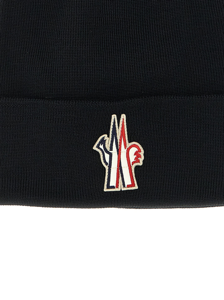 Moncler Grenoble Logo Patch Beanie Hats - Black | 59debff95430b32082a6e296578457d2082232e9