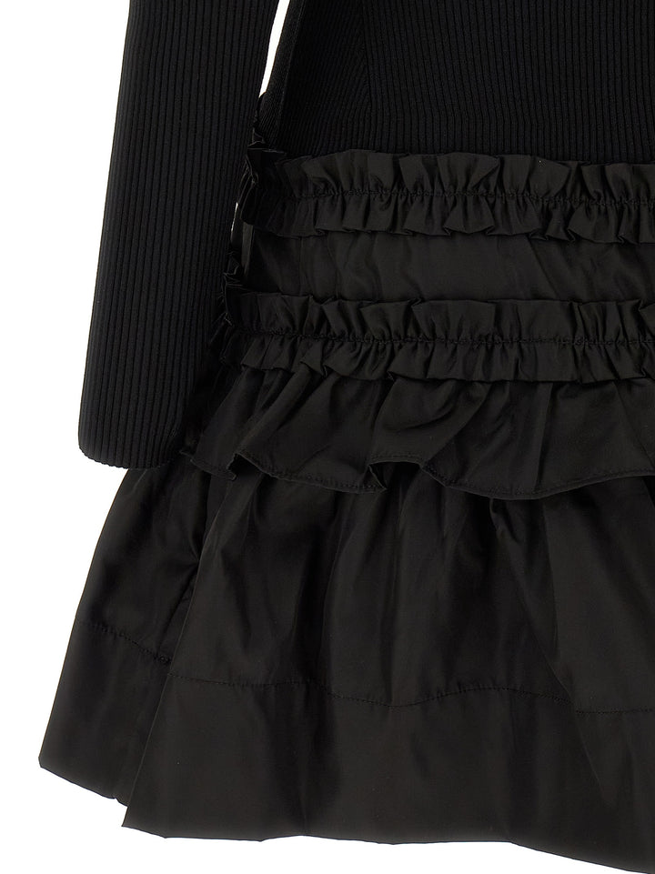 Ganni Melange Rib Knit Mini Dresses - Black | 5538fe47526ff56fd1ae5552f259f68422442ec6