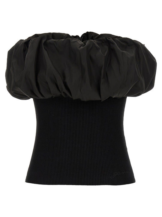 Melange Knit Tops Black