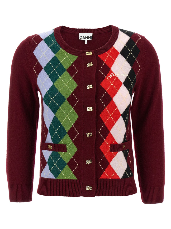 Ganni Burgundy Check Sweaters and Cardigans - Bordeaux | 51e10bd18c8e7b6eae6bfa2fa8fa2188a8fa1b0f