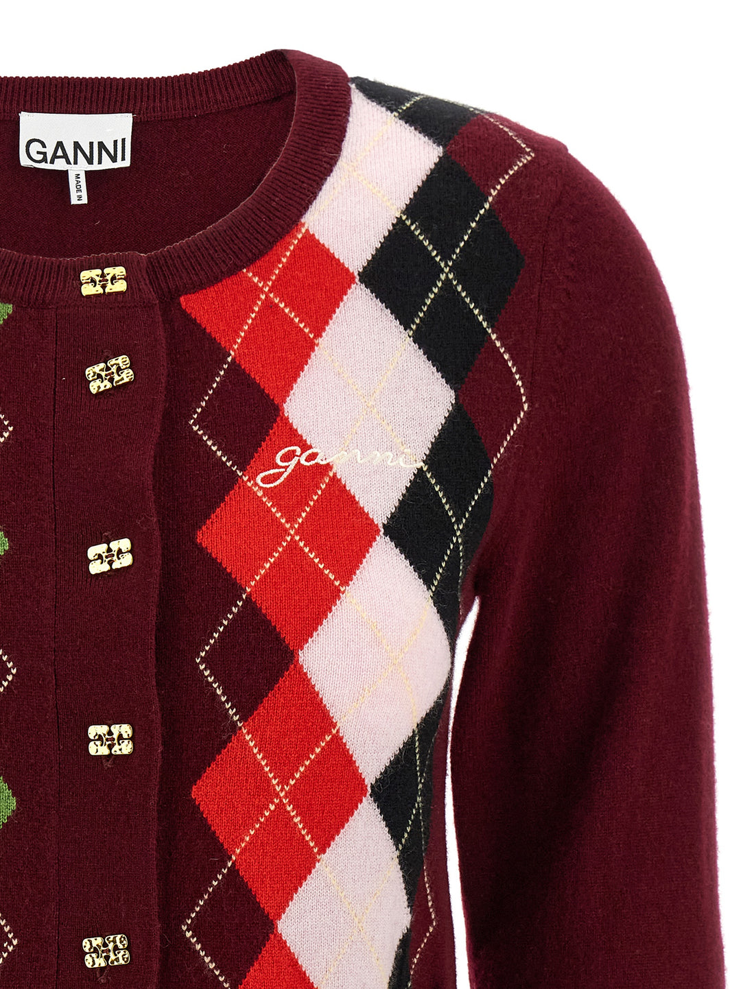 Ganni Burgundy Check Sweaters and Cardigans - Bordeaux | 99c2908bdbf34ba2ce3c7b06bc0c18cac3cab0e6