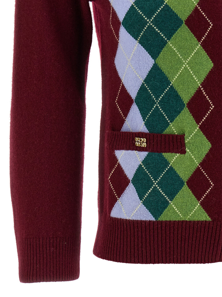 Ganni Burgundy Check Sweaters and Cardigans - Bordeaux | 663b593f0ce91ea0c38211e1b979f5b0a6448d21