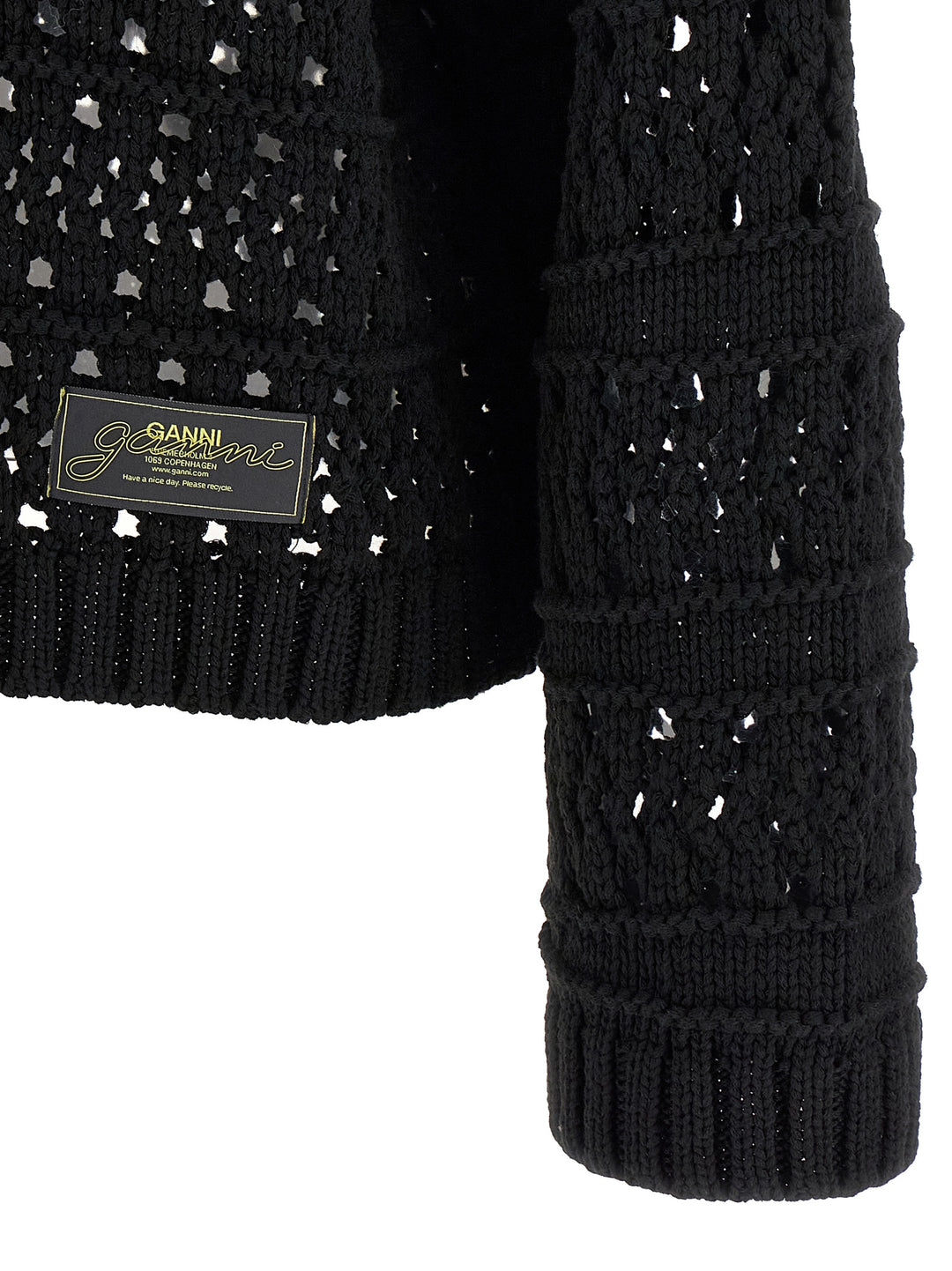 Ganni Black Crochet V-Neck Sweaters and Cardigans - Black | 915e048e0cfa0a71410e3bebafbee45ecc6aa71a