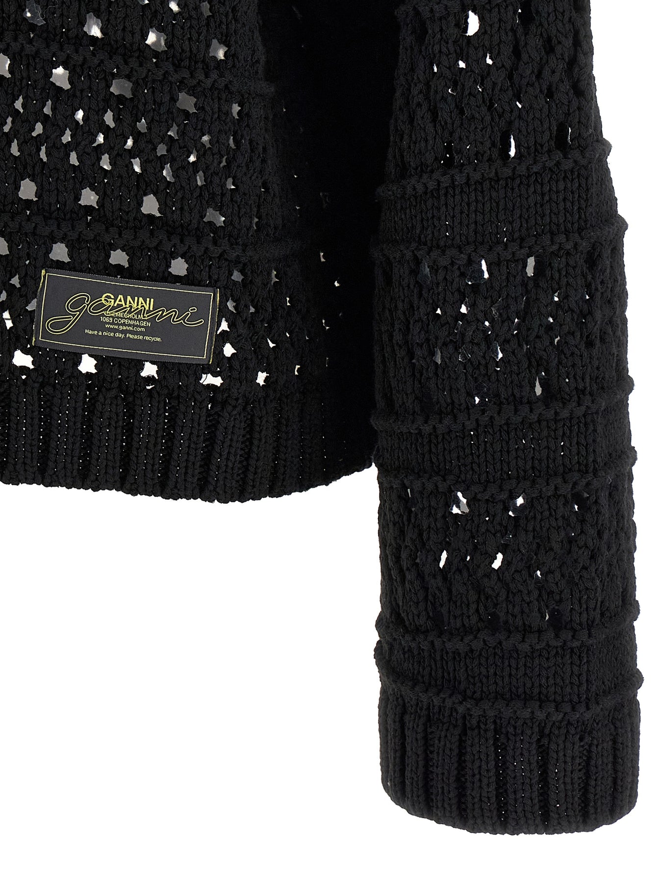 Ganni Black Crochet V-Neck Sweaters and Cardigans - Black | 915e048e0cfa0a71410e3bebafbee45ecc6aa71a