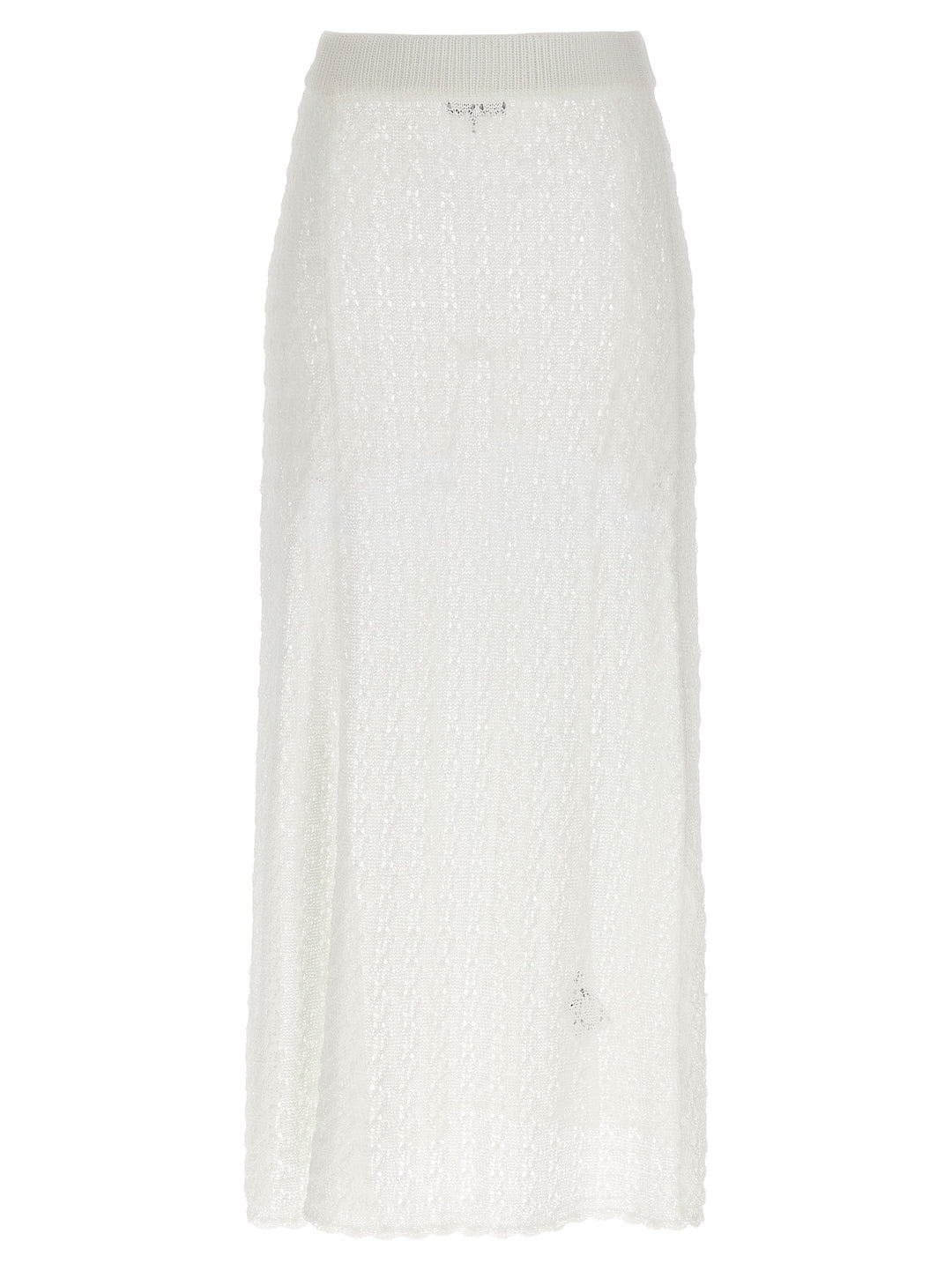 Ganni Shiny Pointelle Knit Skirts - White | 9795f4002f6e96ace71fecd0f326b0ed4bd78255