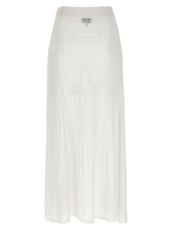 Ganni Shiny Pointelle Knit Skirts - White | 1bf35417f044d54eac119761b5a259e134bab1f6