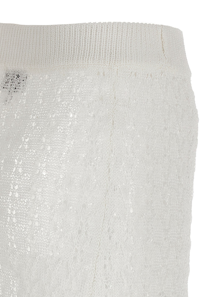 Ganni Shiny Pointelle Knit Skirts - White | 8aa3d4305e5ddc55aae74ed3dc7a48a2aa92a5b0
