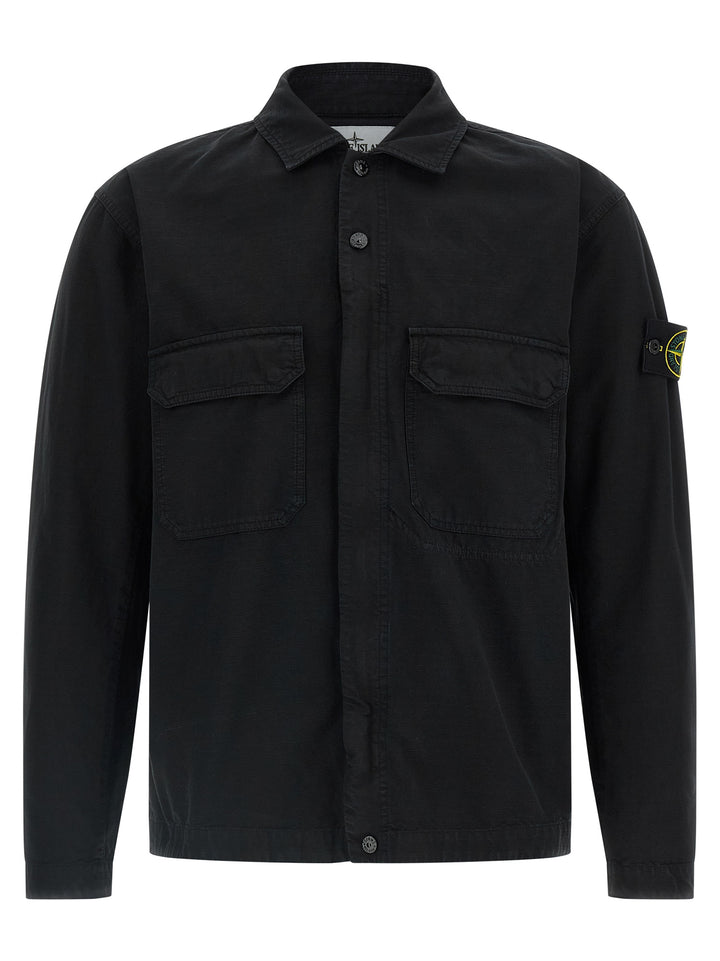 Stone Island Raw Cotton Overshirt Shirt and Blouse - Black | c11212cccf6145a52830c2205a71c08830e14642