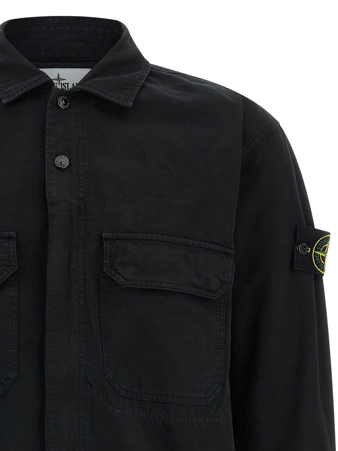 Stone Island Raw Cotton Overshirt Shirt and Blouse - Black | a9649465acb04747a2938de5de432fc8135cd76f