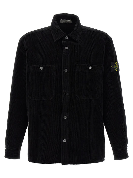 Ribbed Velvet Overshirt Shirt And Blouse Black