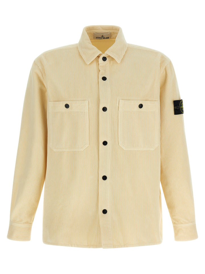 Stone Island Ribbed Velvet Overshirt Shirt and Blouse - Beige | d26c12267d01da21795313ab98c95efee499b314