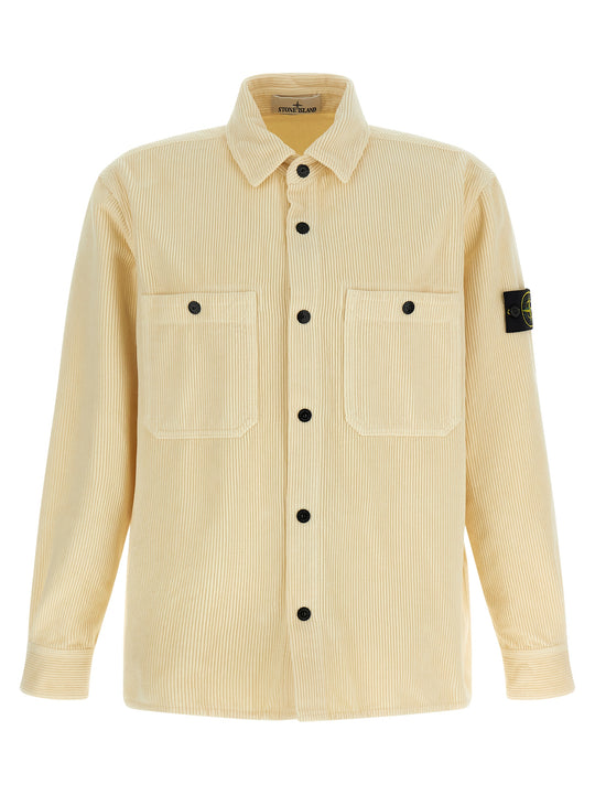 Ribbed Velvet Overshirt Shirt And Blouse Beige