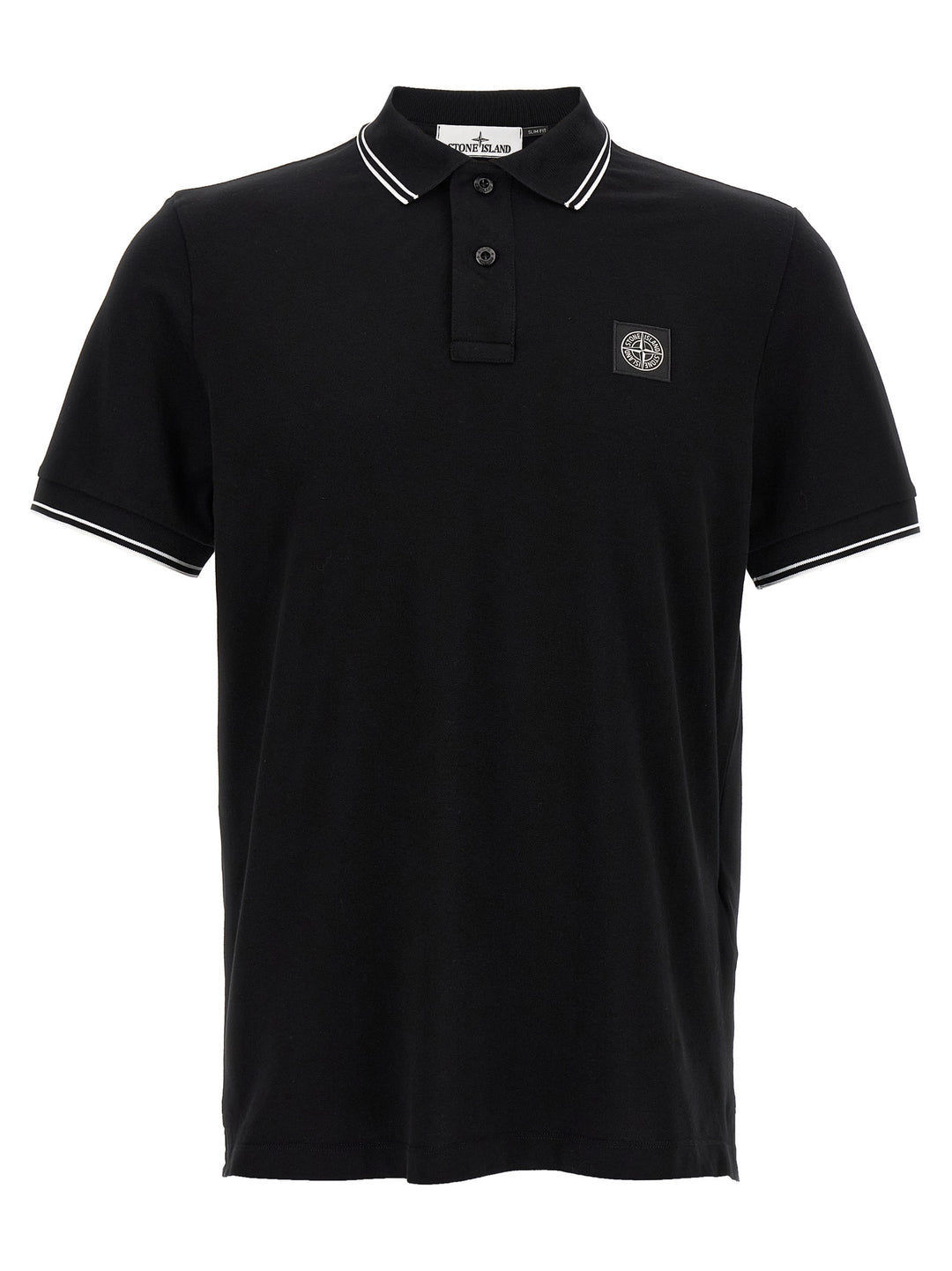 Stone Island Logo Patch  Shirt Polo - White/Black | 6b2ee45837223caa68a8db17d9536d6555a77705