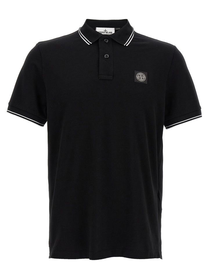 Stone Island Logo Patch  Shirt Polo - White/Black | 6b2ee45837223caa68a8db17d9536d6555a77705