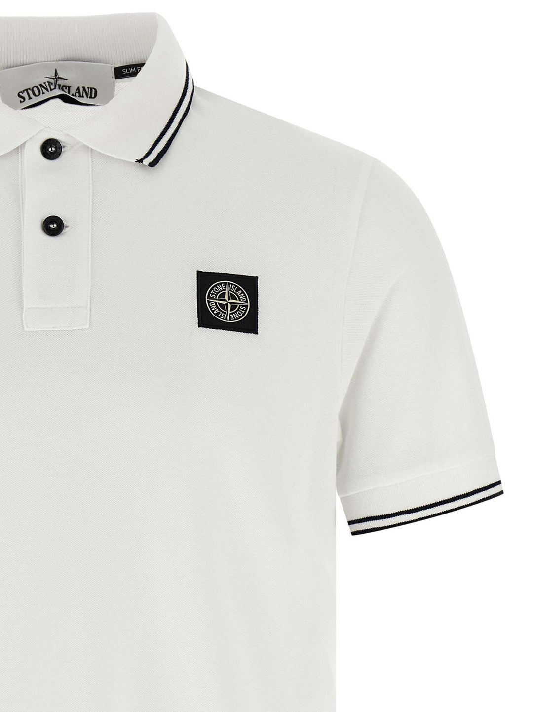 Stone Island Logo Patch Polo - White | b031c5c8eb1c4966b1ee610538bb8afc252149e9
