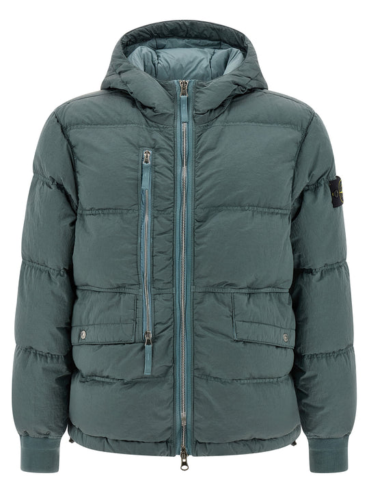 Metal Nylon Down Jacket Puffer Jackets Green
