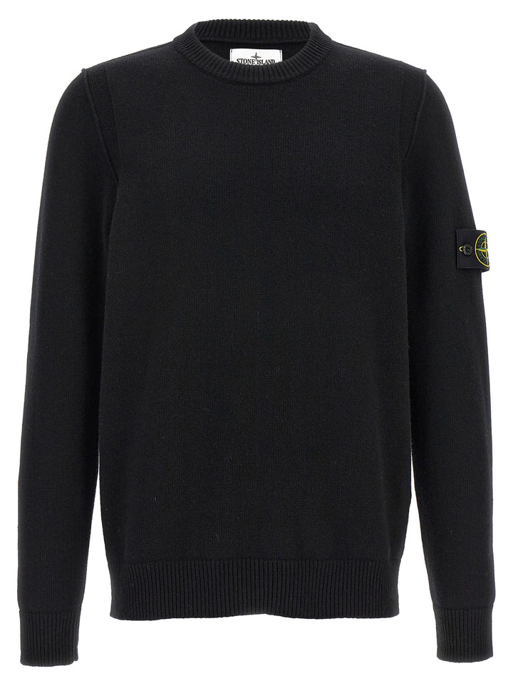 Stone Island Logo Badge Sweater Sweaters and Cardigans - Black | 18b0ba6426e7ceb183cae9cbd41c31a202576182