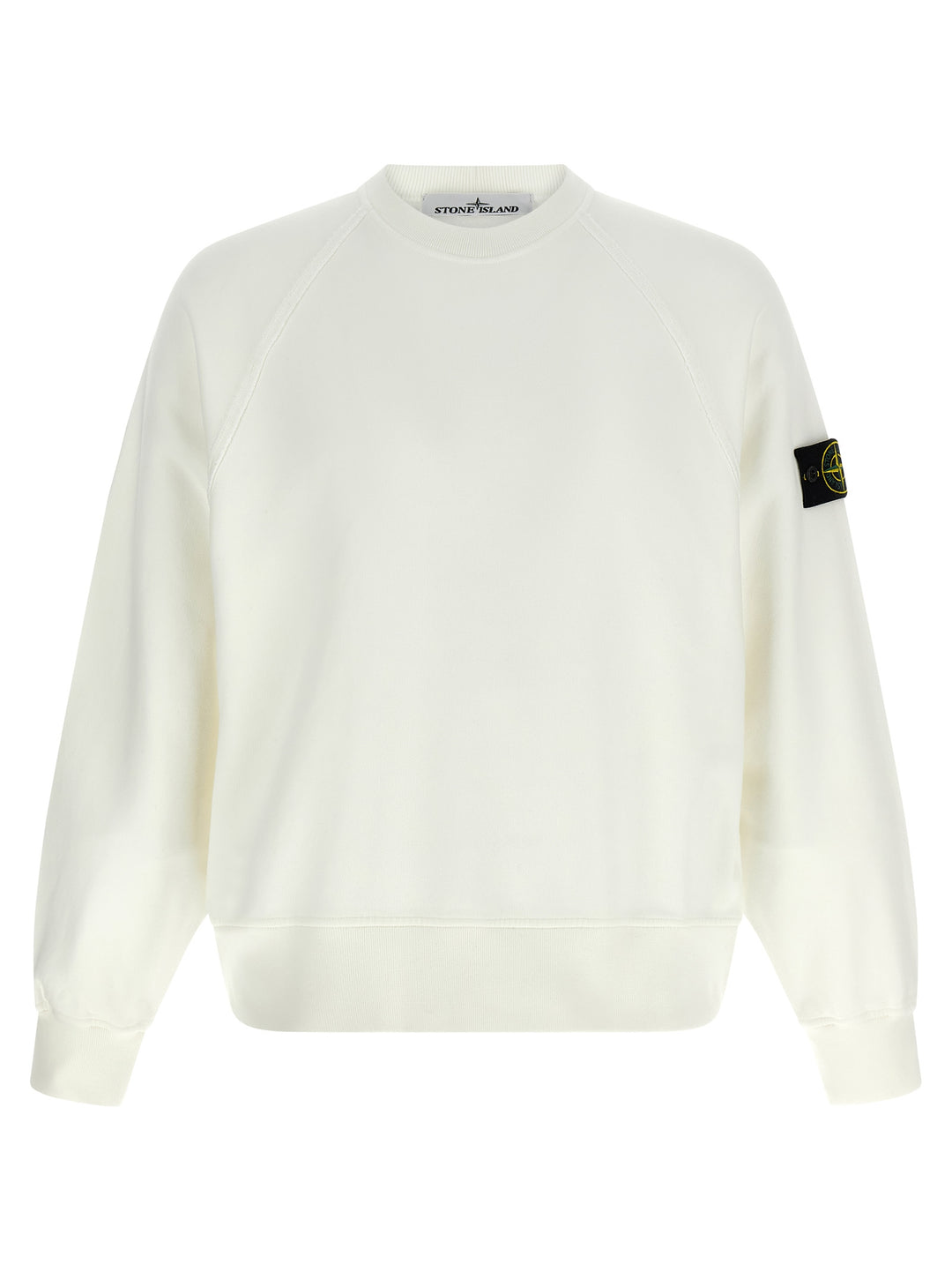 Stone Island Logo Badge Sweatshirt - White | 95e13ea765612e9191710b5b4e7f5f4a26131fa2