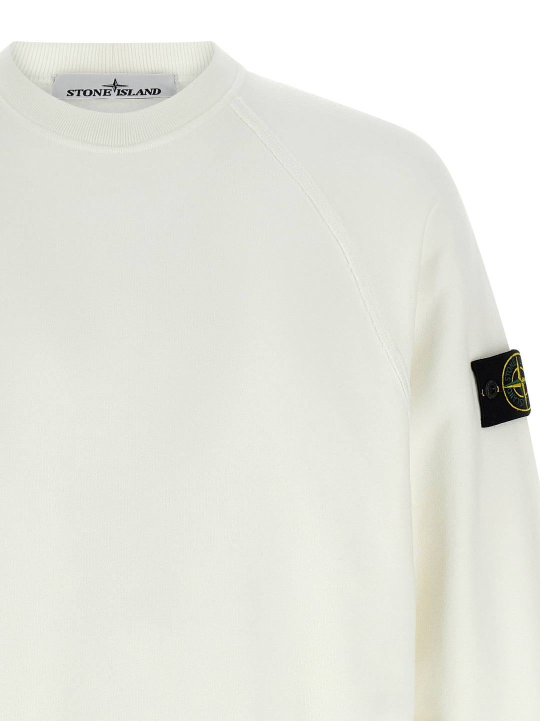 Stone Island Logo Badge Sweatshirt - White | 7de65147a12e7b63b6016e03a32212c6b79df2fe