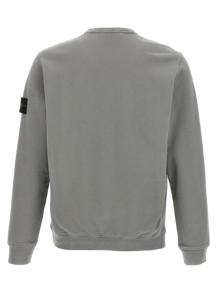Stone Island Logo Badge Cotton Sweatshirt - Gray | 359a0bd8e7350fd58a736f8e6d3beb5404c16e37
