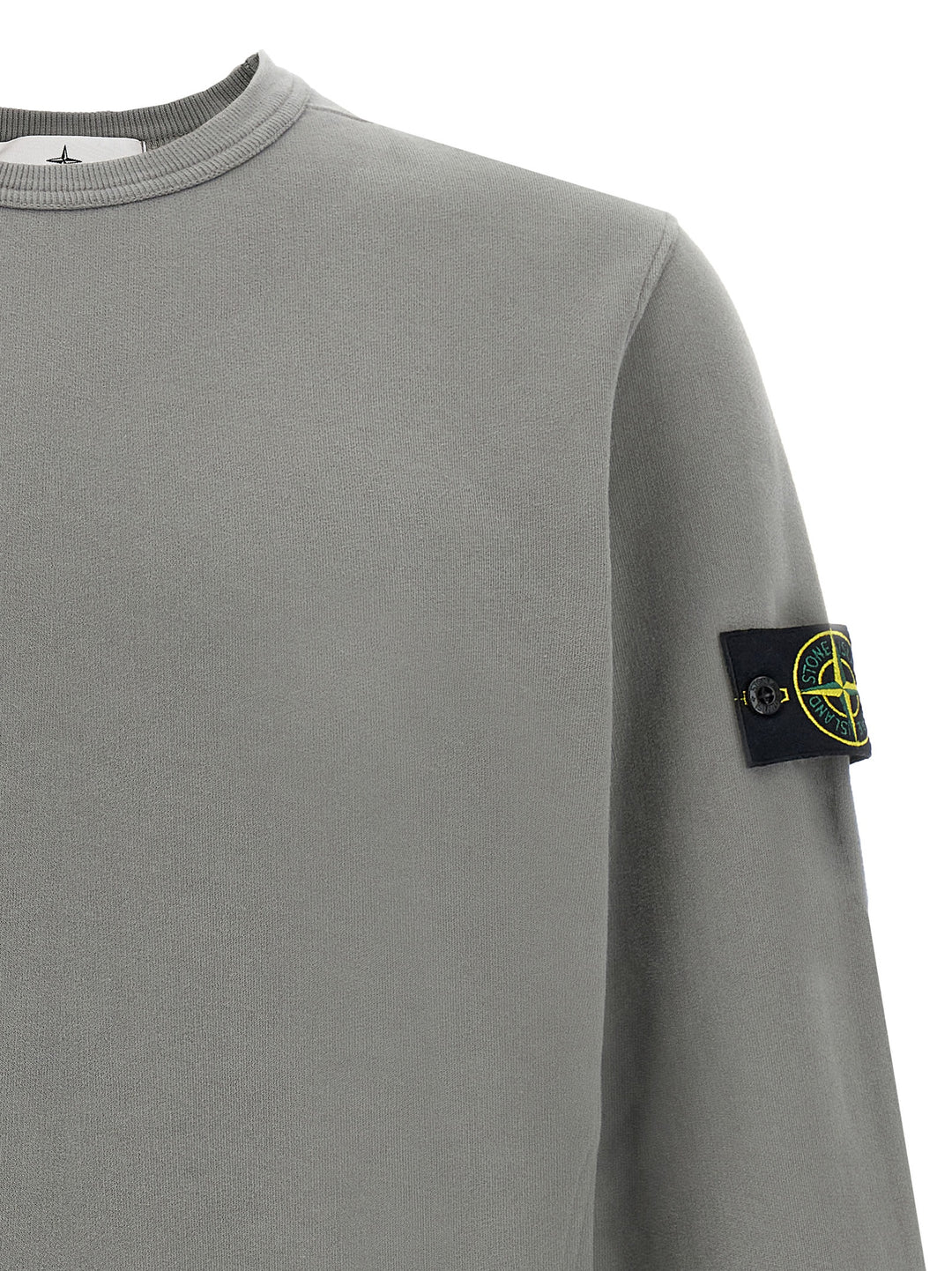 Stone Island Logo Badge Cotton Sweatshirt - Gray | e4139e2b944c1721a5916e4b820396f04e795f4a