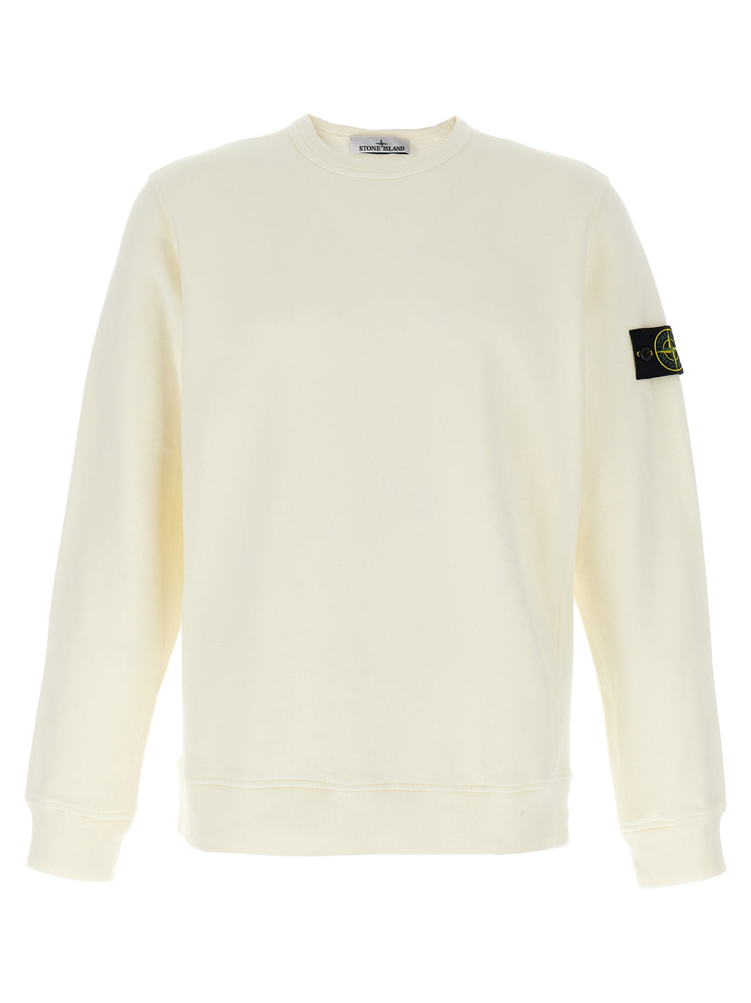 Stone Island Logo Badge Cotton Sweatshirt - White | 1f2abc315bffa93fe78bd2fd8d564e9747c9d888