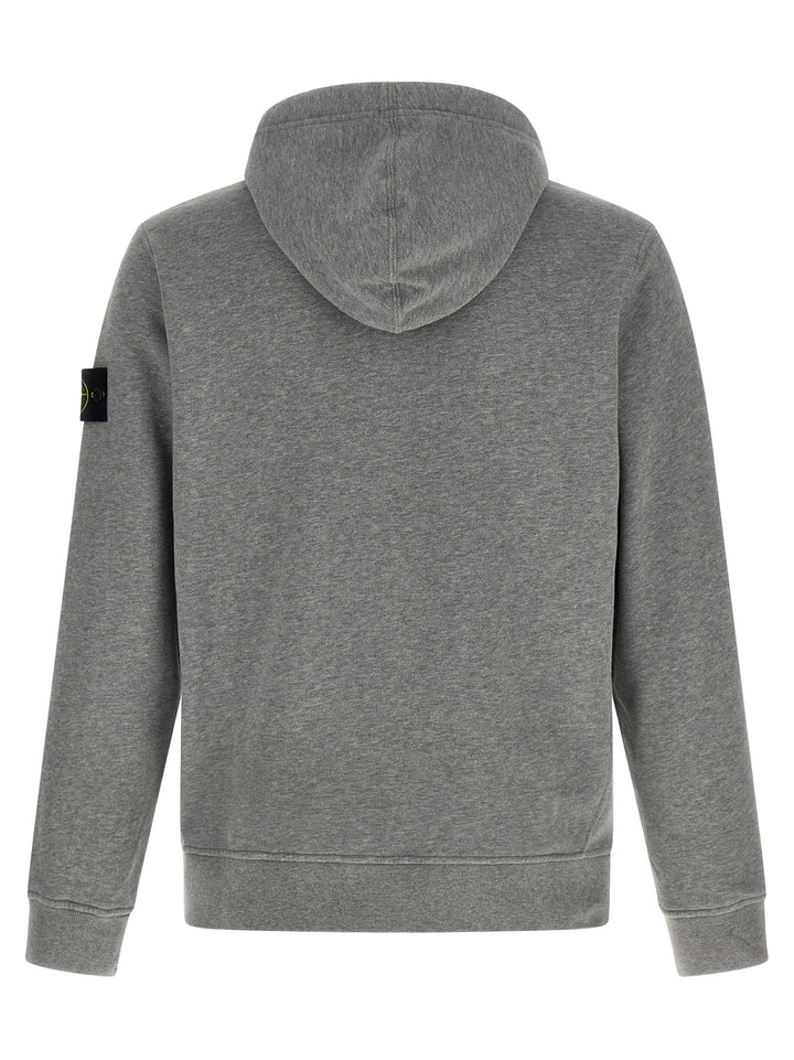 Stone Island Logo Badge Hoodie Sweatshirt - Gray | 0f7e42faca0680e13deff1d1b2089a1283095d18