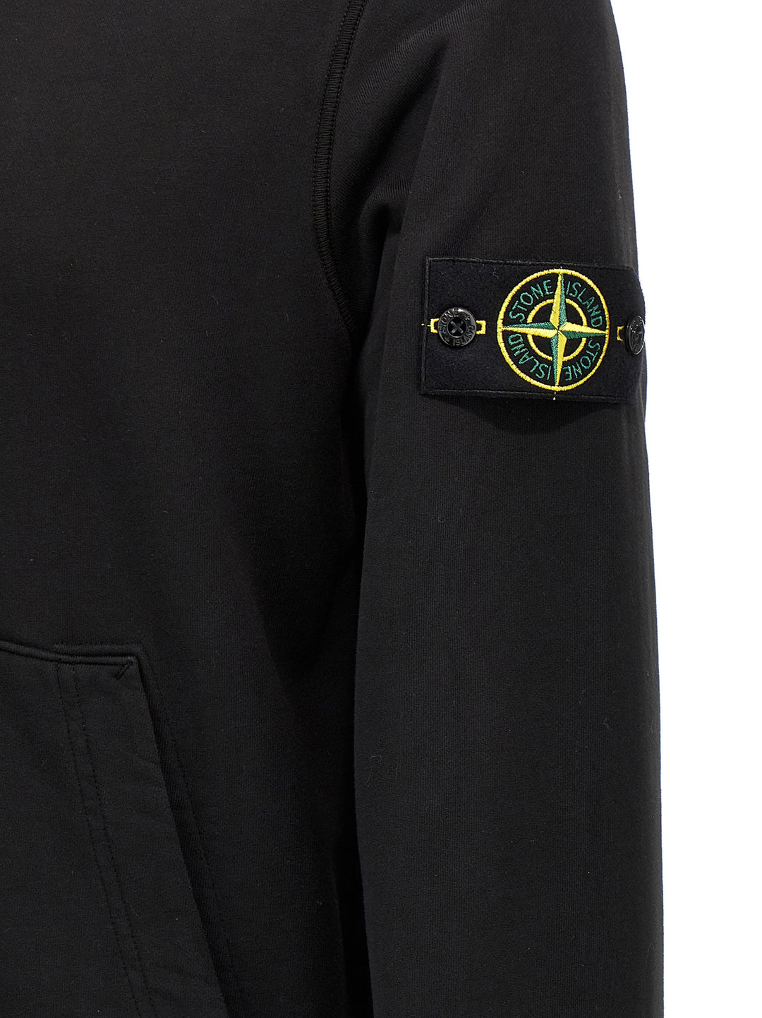 Stone Island Logo Badge Hoodie Sweatshirt - Black | a6806d735b44742586ee8d837497bc125b445f8b