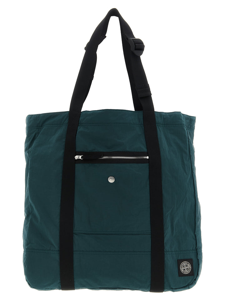 Stone Island Logo Patch Shopping Bag Tote Bag - Green | 318e75ca4234c251f77ee93a9fe747a50a808ab0
