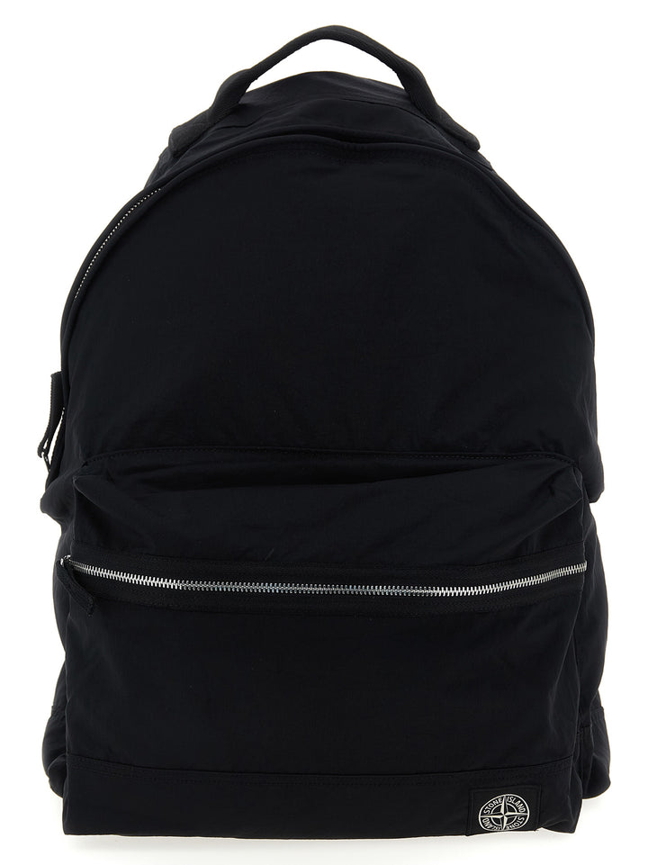 Stone Island Logo Patch Backpack Backpacks & Travels - Black | 1405b52967112cbdefb53bdac88cfa18526db5cb