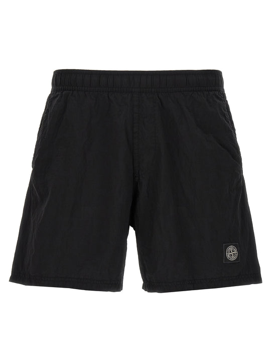 Logo Patch Swim Shorts Beachwear Black