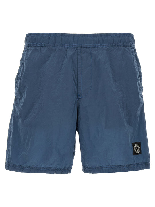 Logo Patch Swim Shorts Beachwear Blue