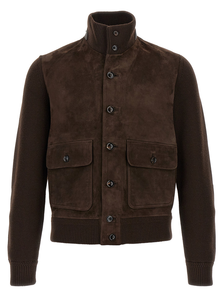 Tom Ford Suede Blouson Puffer Jackets - Brown | 70047635c0530a5327f8b01c7c773043071f8ca4
