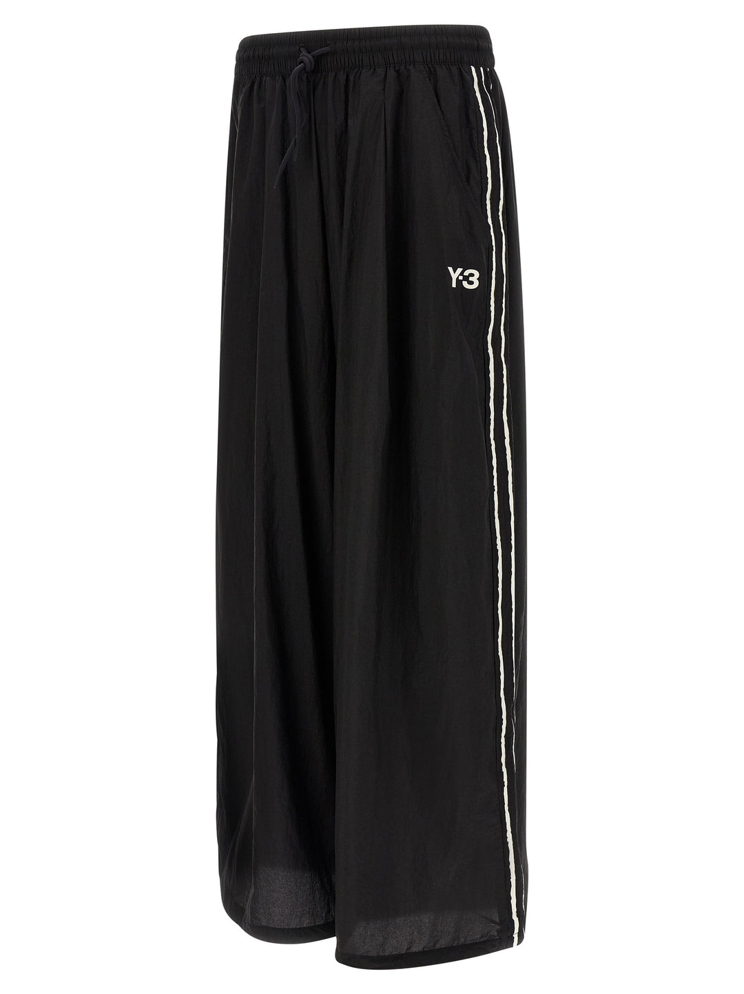 Y-3 Y-3 Raw Edge 3 Stripe Wide Pants - Black | 3c1b828a0beedf83907c743ecf7fd1e542006b16