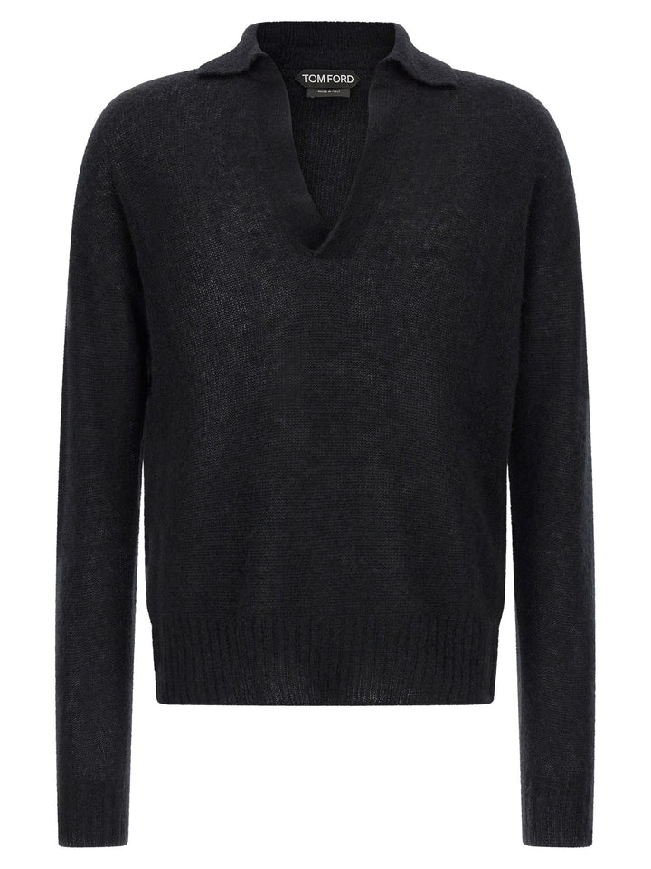 Tom Ford Cashmere And Silk Polo Shirt Sweaters and Cardigans - Black | 2cee19b5d2c79ef55bd538bf279ac42f79e4578c