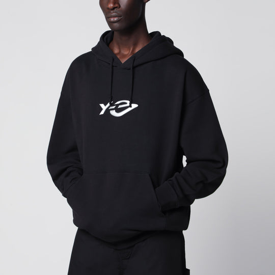 Y-3 French Terry Hoodie In Black With Liquid Logo