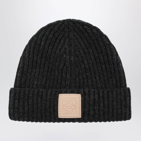 Black Ribbed Cashmere Beanie