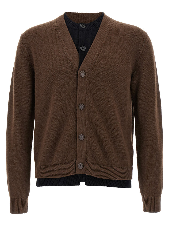J.W. Anderson Contrast Layered Sweaters and Cardigans - Brown | a41ddd58d5017de01ee0436a23f63620bc99dbeb