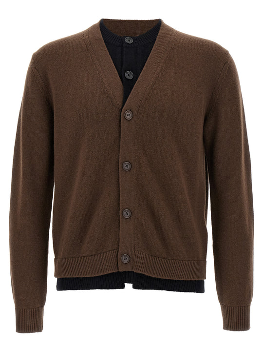 Contrast Layered Sweaters And Cardigans Brown