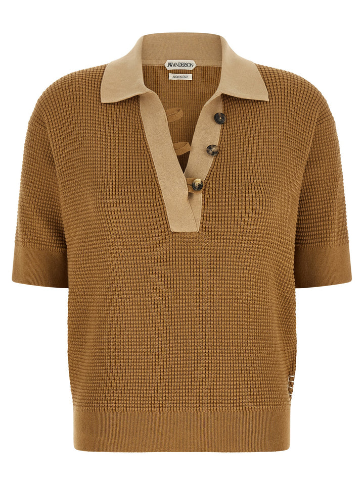 J.W. Anderson Waffle Stitch  Shirt Polo - Beige | a48314a37329df436b66f187f3ecf0cc3db1b3d4