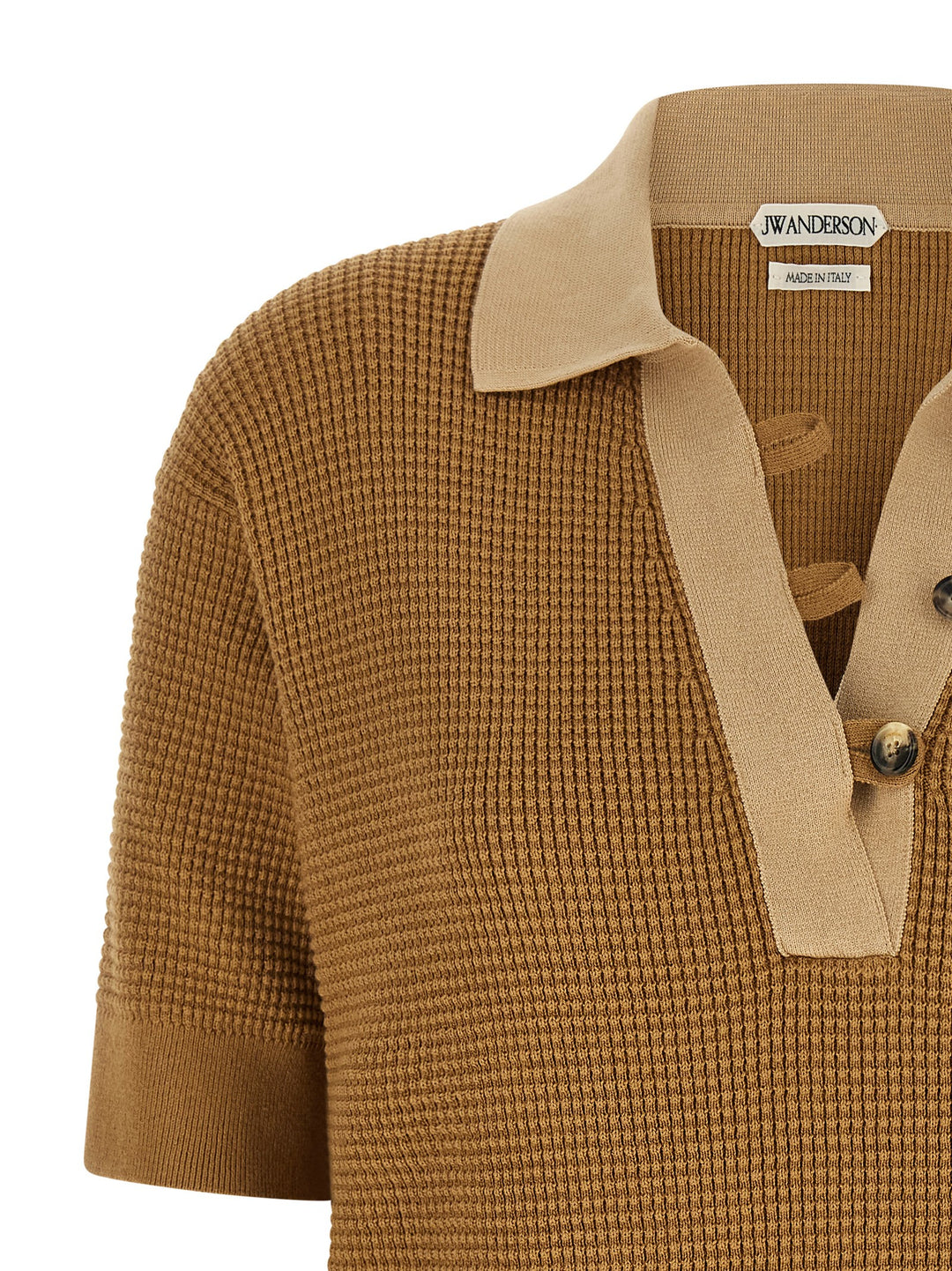 J.W. Anderson Waffle Stitch  Shirt Polo - Beige | 264ca446a43e2c1ca6cdd653209b8619f1a4a12d