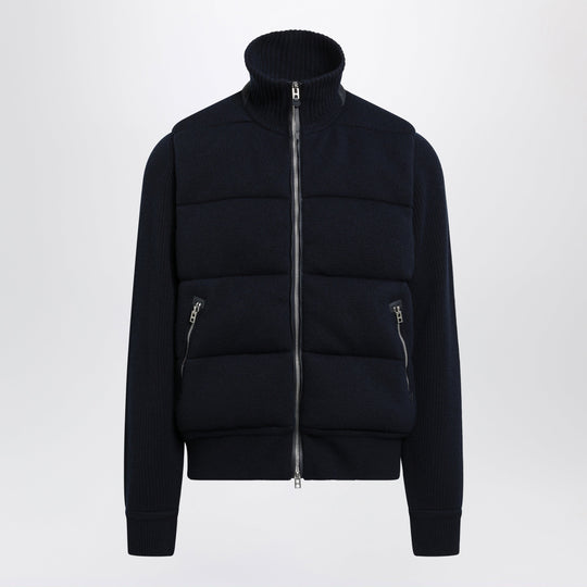 Navy Blue Quilted Virgin Wool Jacket