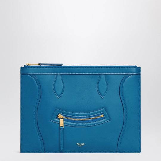 Medium Pouch Ultra Blue In Glossy Calfskin