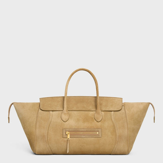 Medium New Luggage Beige In Suede Calfskin