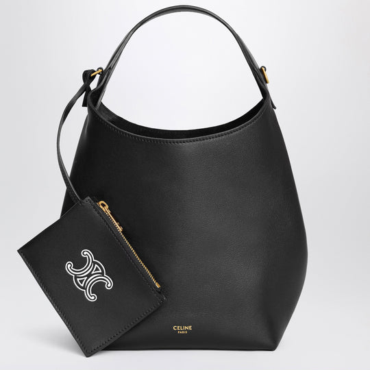 Small Leather Hobo Bag Black