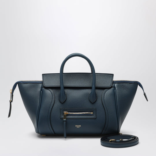 Small Teal Blue Leather Luggage Bag