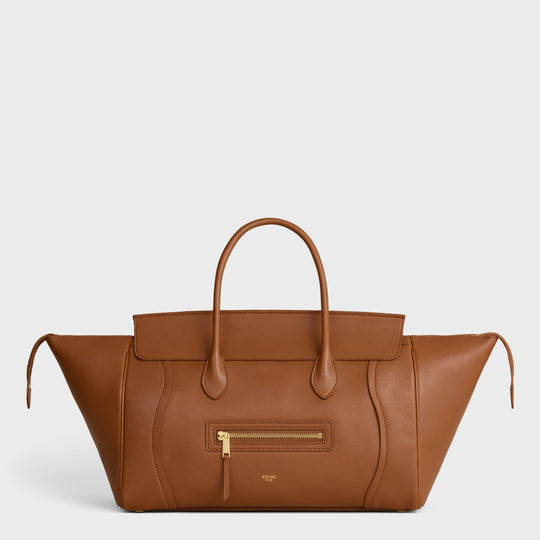Luggage Bag In Tan Soft Glossy Lambskin Leather